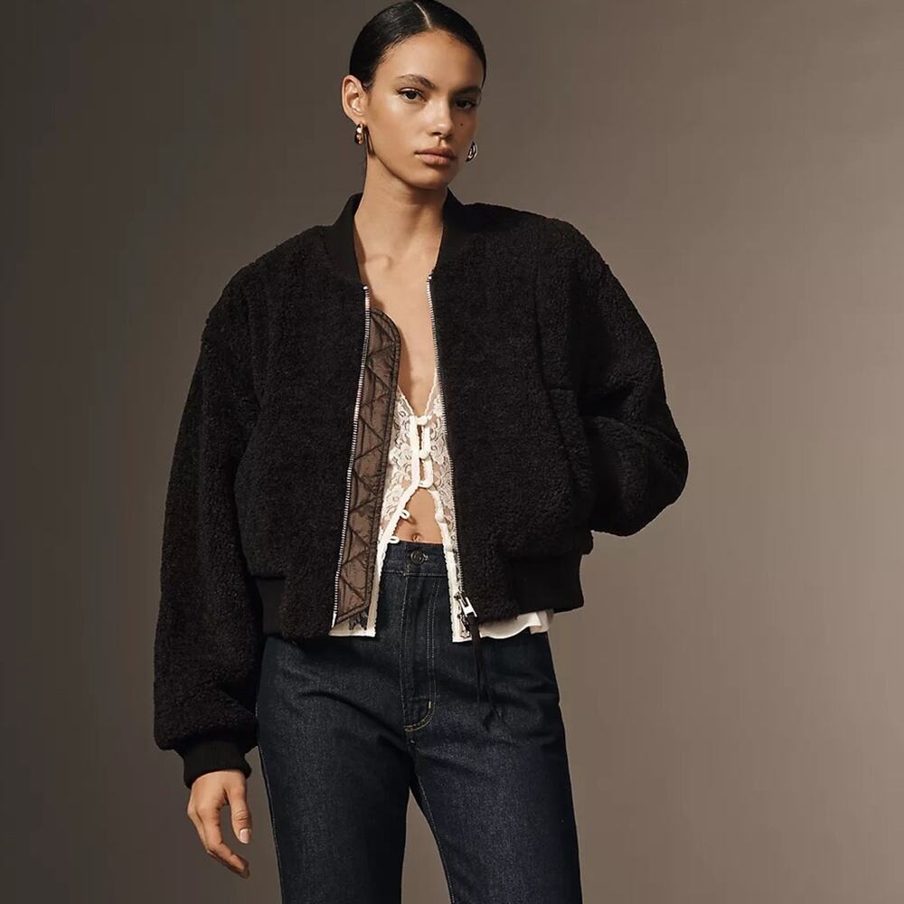 AGOLDE Iona Skye Sherpa Fleece Bomber Jacket
